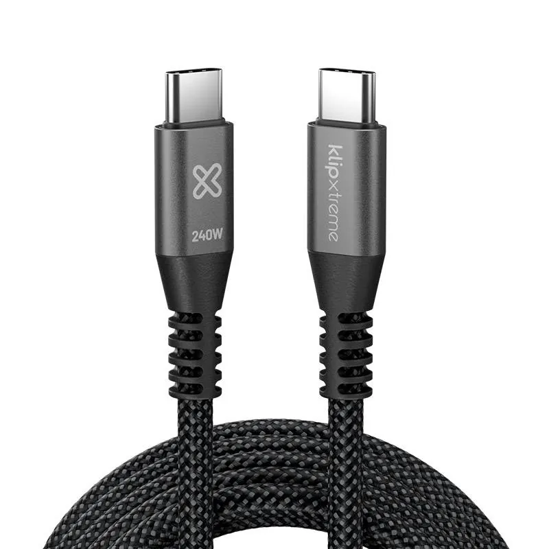 Cable USB-C Klip Xtreme KAC-750 3m negro – carga rápida 240W PD 3.1 trenzado y resistente 2