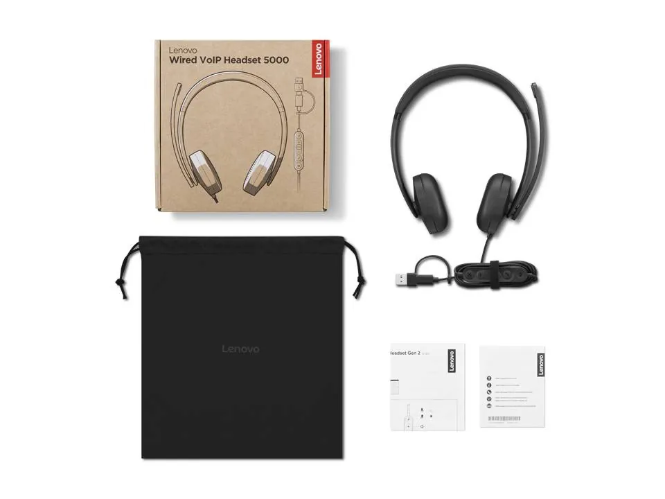 Audífonos Lenovo VoIP Headset 5000 USB-C Diadema Biauricular Oficina Teams 10