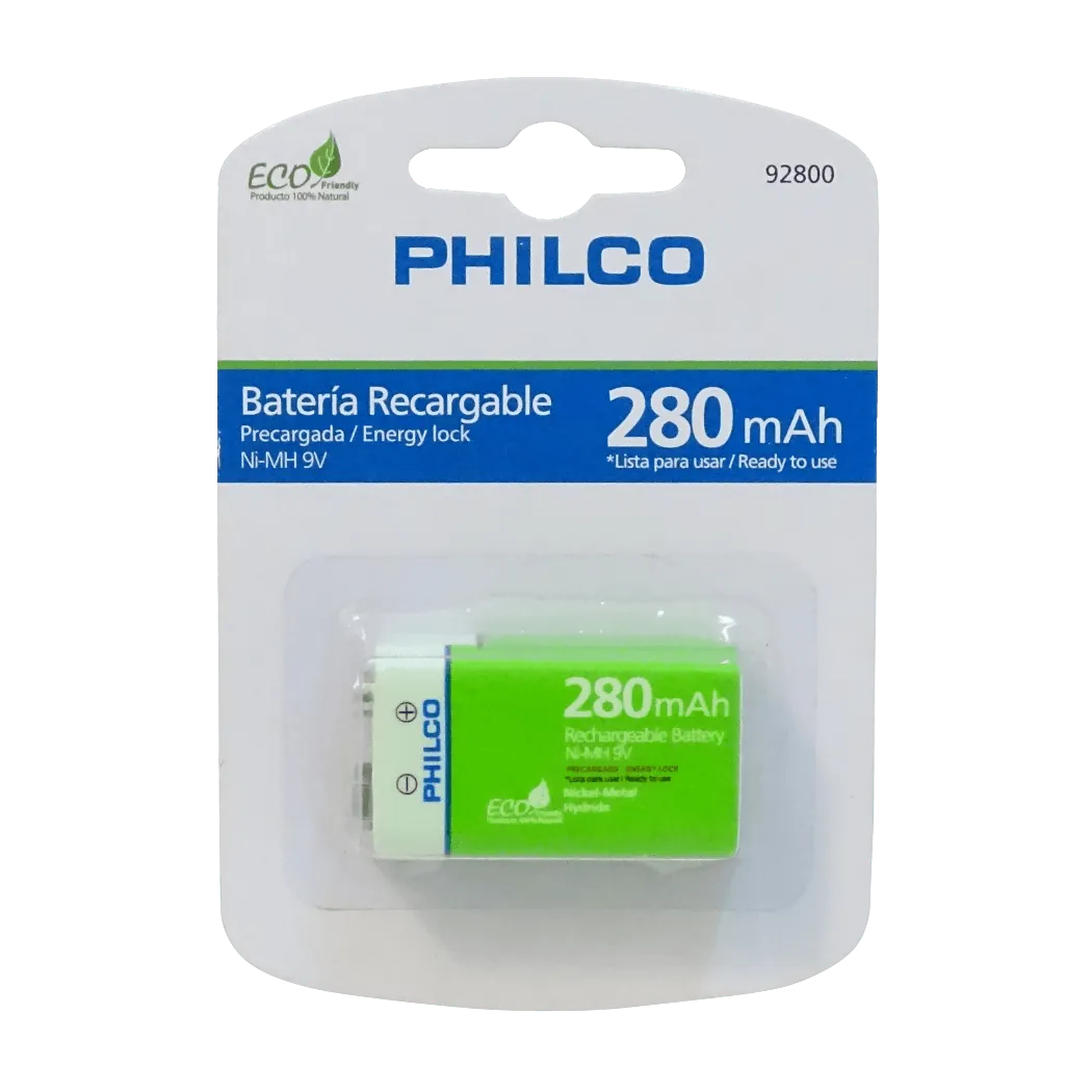 Bateria Recargable Ni-MH 42ULX92800 PHILCO 9V 280mAH Pila 2