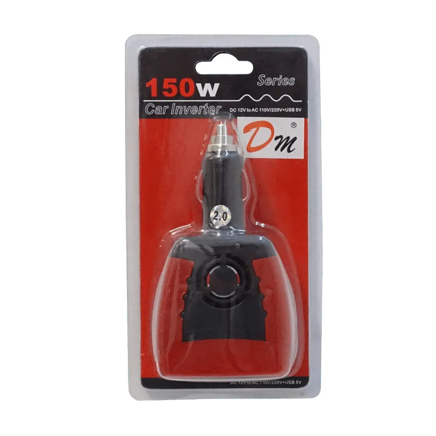 150W 12VDC-in/220V-out Inversor s/Ventilador USB-5V-500mA-OUT 5