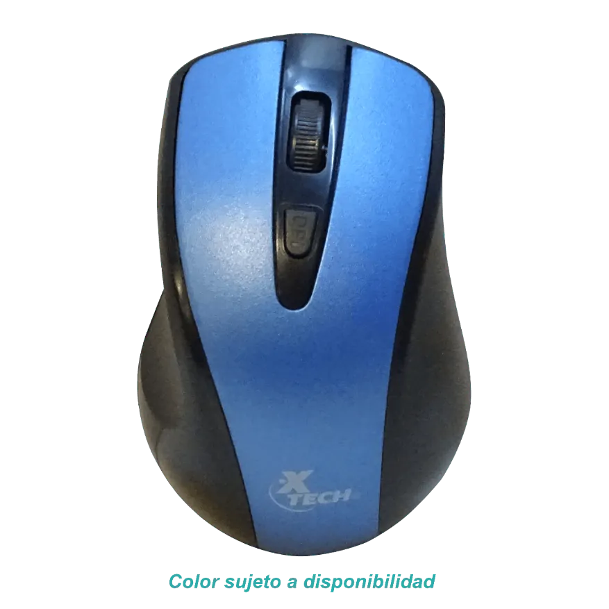 XTECH Mouse USB inalambrico inc-2xAAA 2,4GHz 4-botones Azul o Gris 5