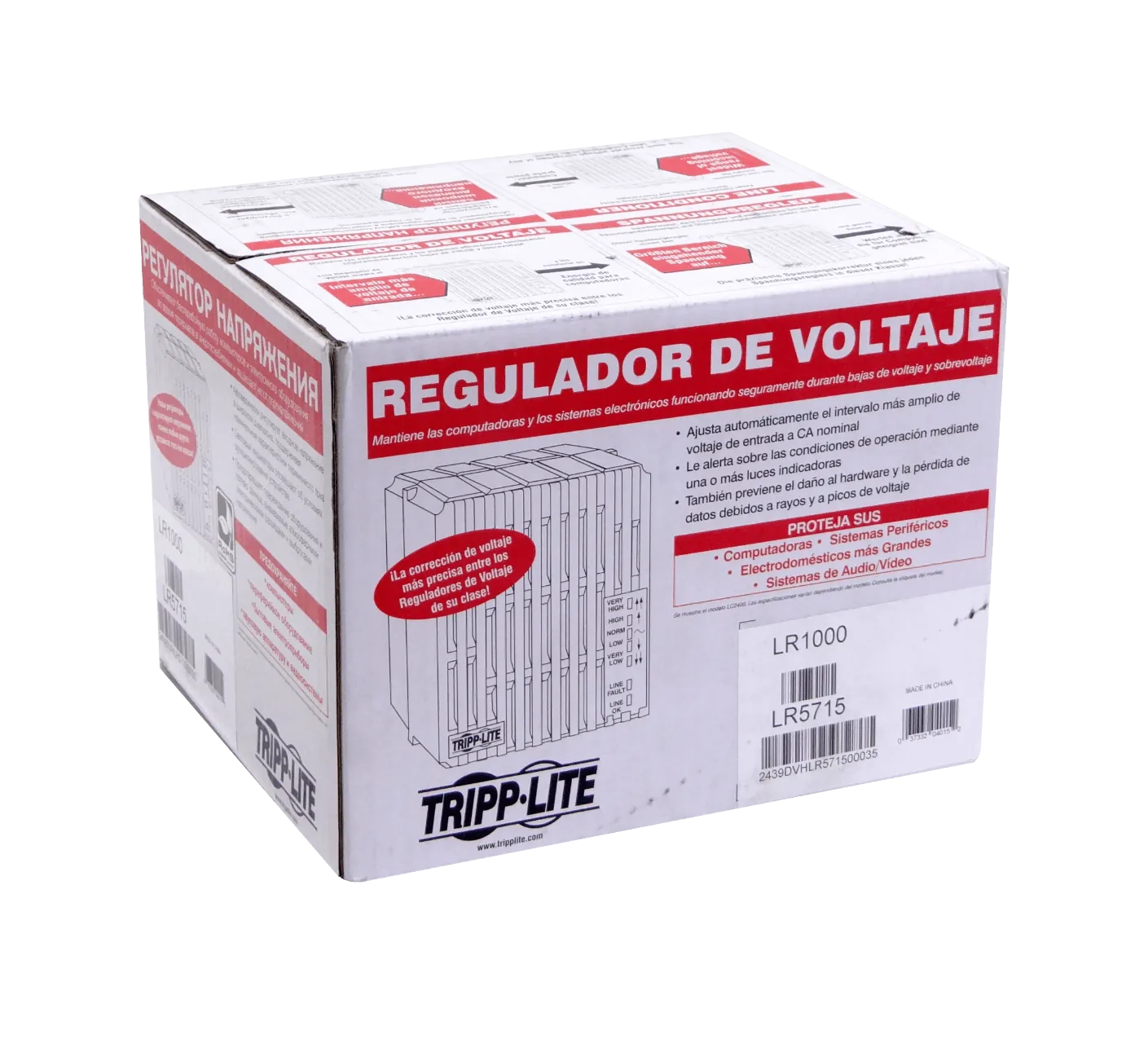 TRIPPLITE 1000W Regulador de Tension 4-Out C13 174-280VAC Voltaje 5