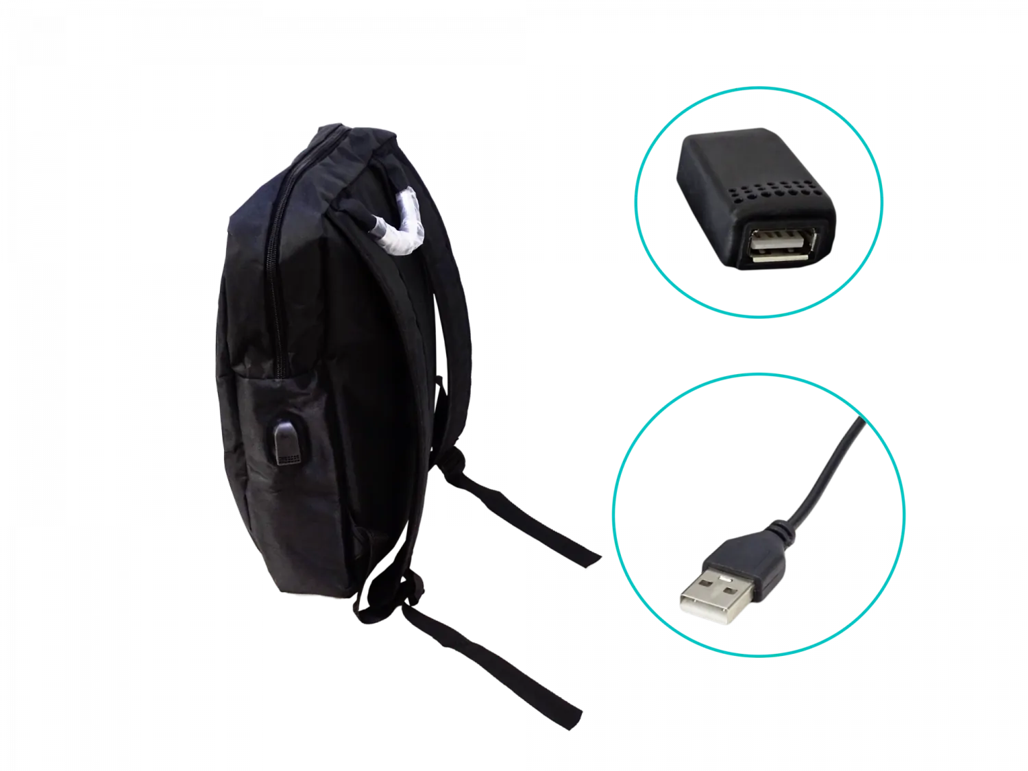 Mochila Notebook 16” 33x45cm Negra con Puerto USB-A 4