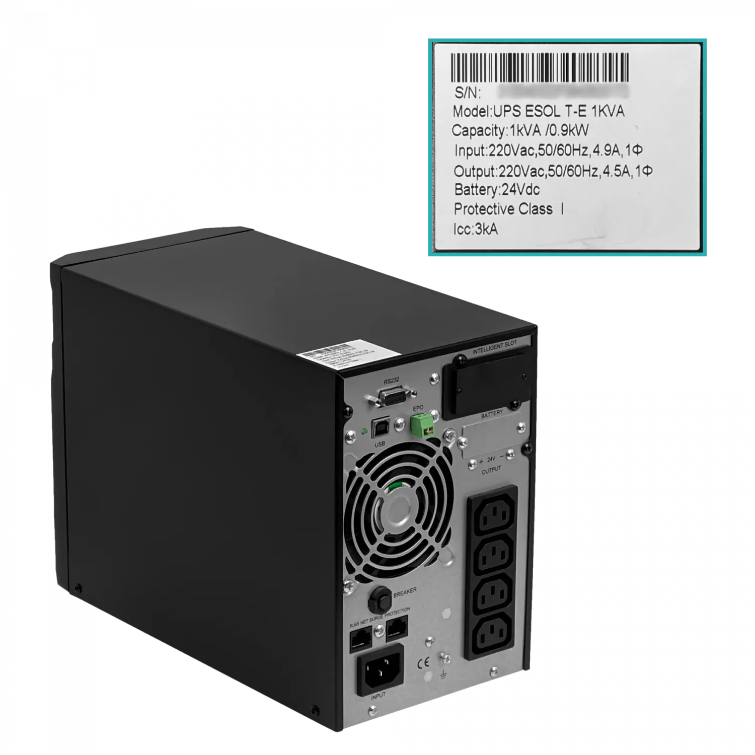 ENERSAFE 195WH 3x9AH 1KVA 900W 0/4ms UPS Torre Online DB9H USB SNMP 3