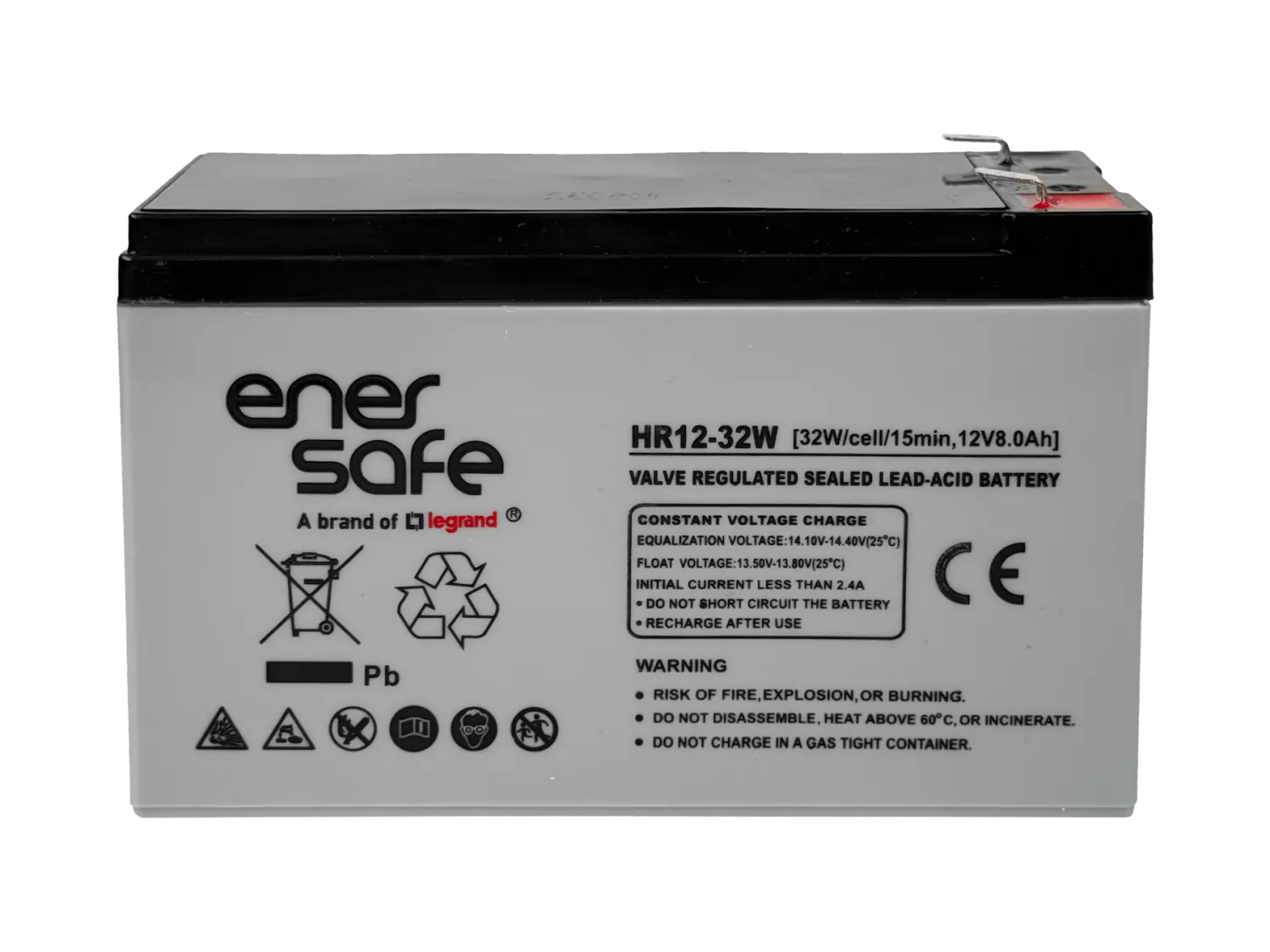 ENERSAFE Bateria 8AH Acido-Plomo 12V Sellada VRLA HR12-32W 8AH 2