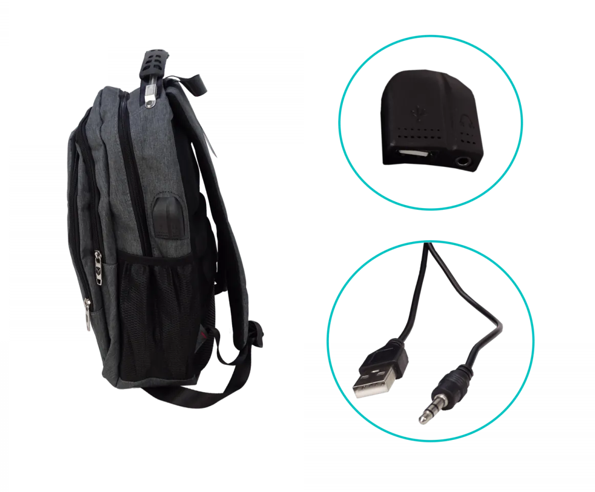 Mochila Gris Notebook 16-pulg 31x40cm Inc-USB/Plug 3,5mm 4