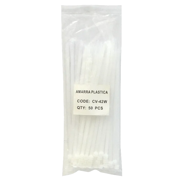 50-un 200x4,8mm Blanca Amarra Plastica Nylon 4.8x200mm 2