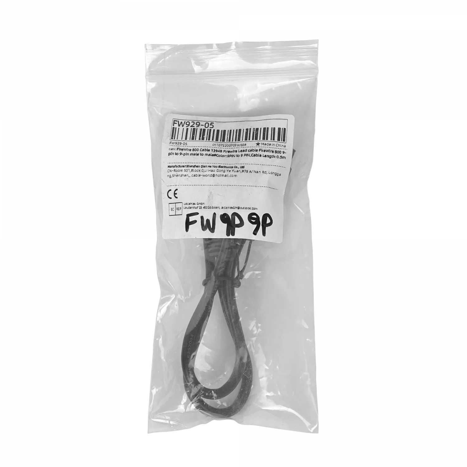 Cable FireWire 50cm, 9-Pin Macho a 9-Pin Macho, iLink 1394B, 800/800 Mbps 3