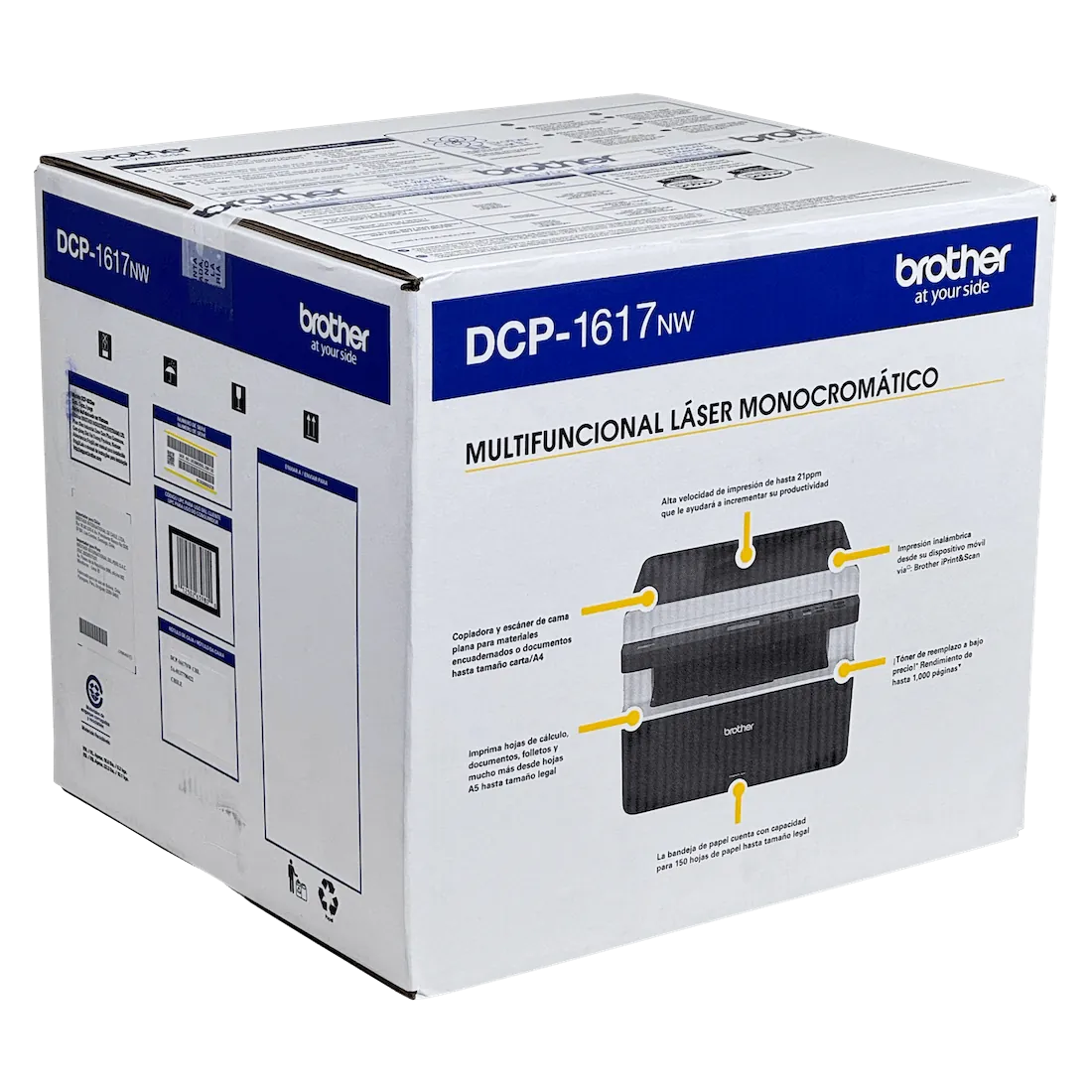 Impresora Multifuncional Brother DCP-1617NW Láser Monocromática con Wi-Fi y Ethernet 6