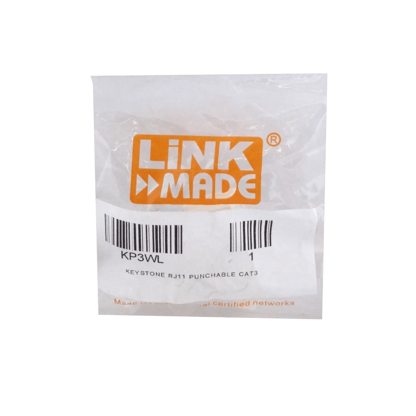 LINKMADE Blanco Cat3 RJ11/RJ14 6P4C Hembra Punchable Keystone 4