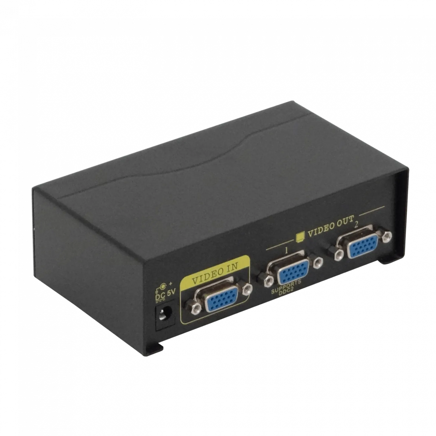 Splitter VGA VGA-2502, 2 Salidas Hembra, 1 Entrada Macho, 250MHz, con Fuente 9V 3