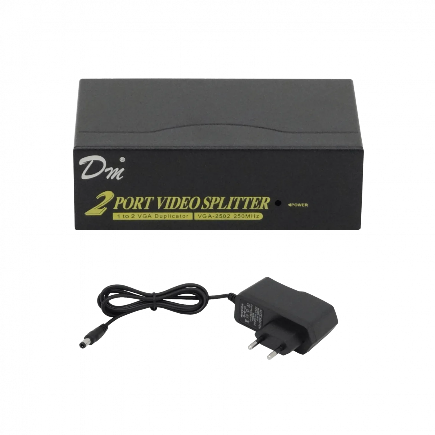 Splitter VGA VGA-2502, 2 Salidas Hembra, 1 Entrada Macho, 250MHz, con Fuente 9V 4