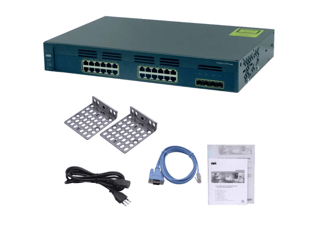 CISCO REFACCIONADO 24-1000 4-SFP RS232-RJ45/DB9-H Switch Rack-1,5U 4