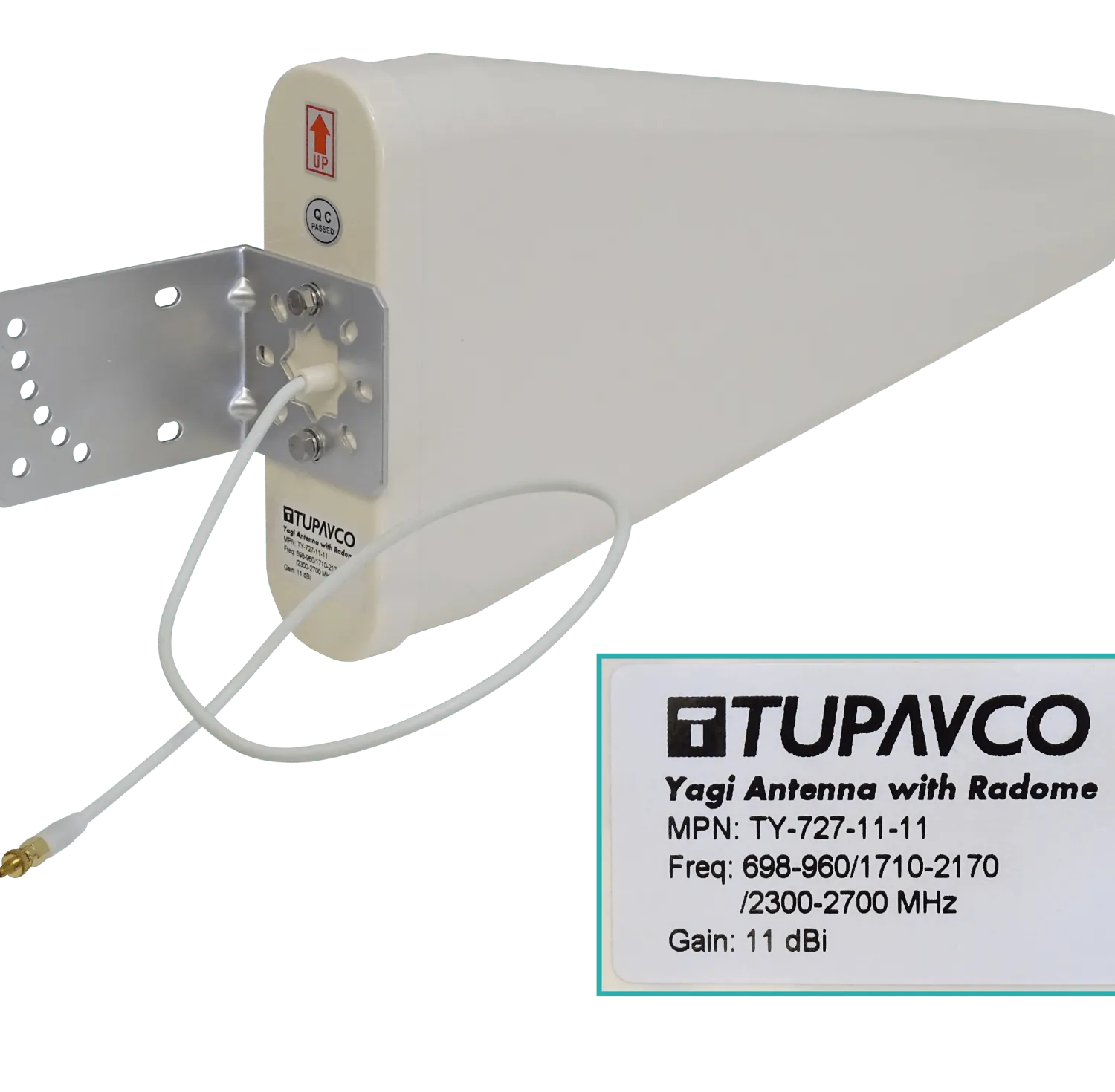 Antena Yagi TUPAVCO TP545 11dBi 3G 4G LTE 698-960MHz 1.71-2.7GHz conector SMA macho 2
