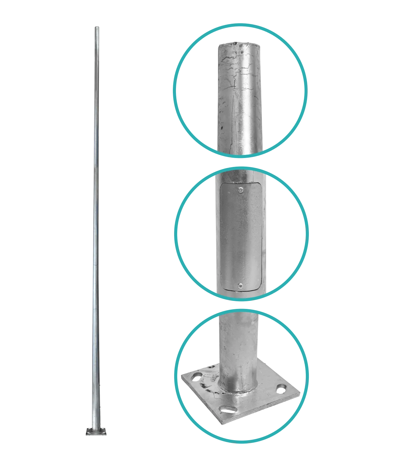 Poste Conico 7mt 3mm Base-260x260x12mm no-inc-Canastillo Cono-140/60mm 4