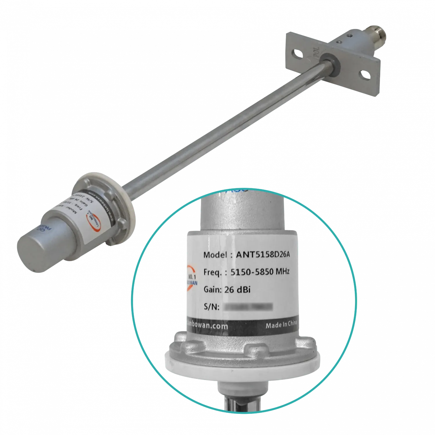 Antena Grilla 26,5dBi 5GHz 5,15-5,85GHz 6ºx9º N-H-30cm Armable 40x60cm 2
