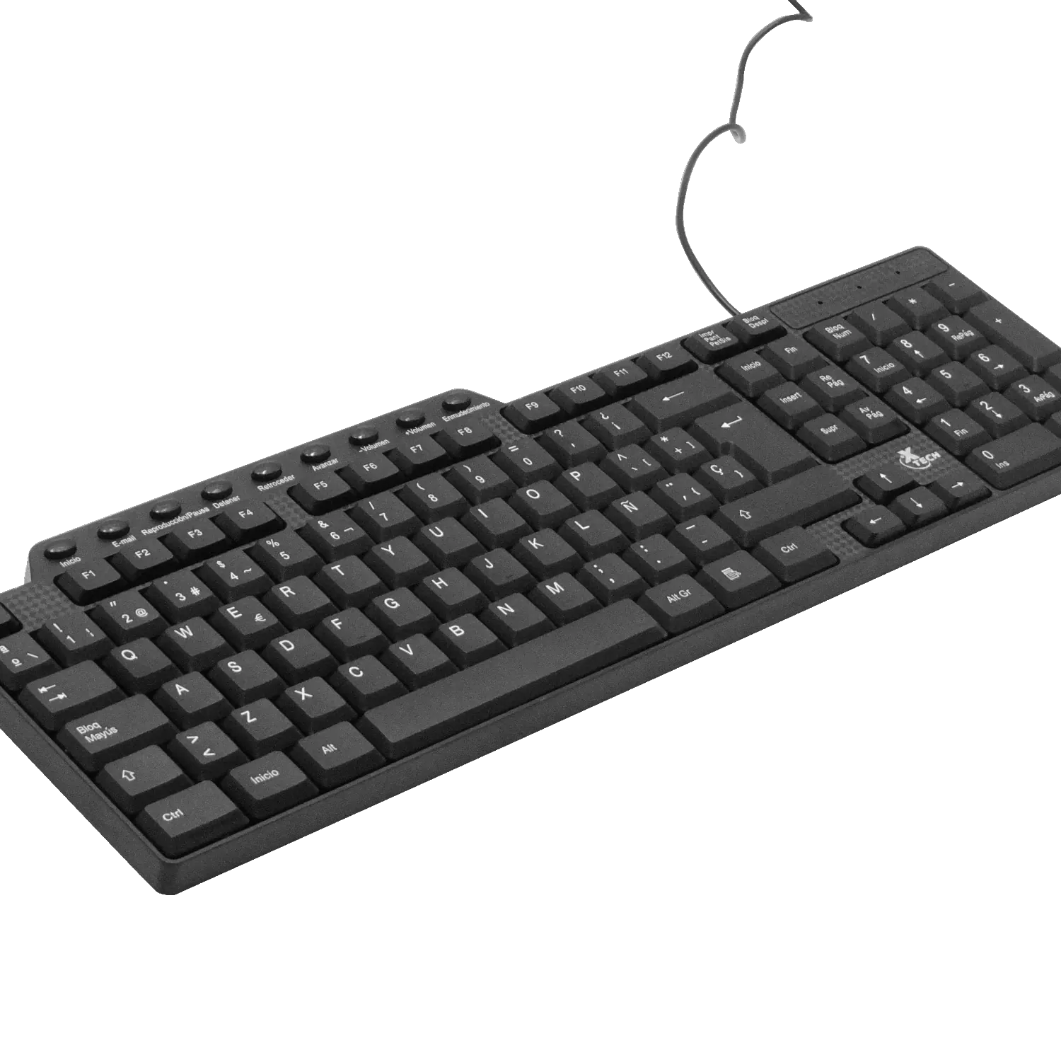 XTECH Teclado QWERTY USB Cable-120cm Negro 41x13x2cm XTK-160S 4