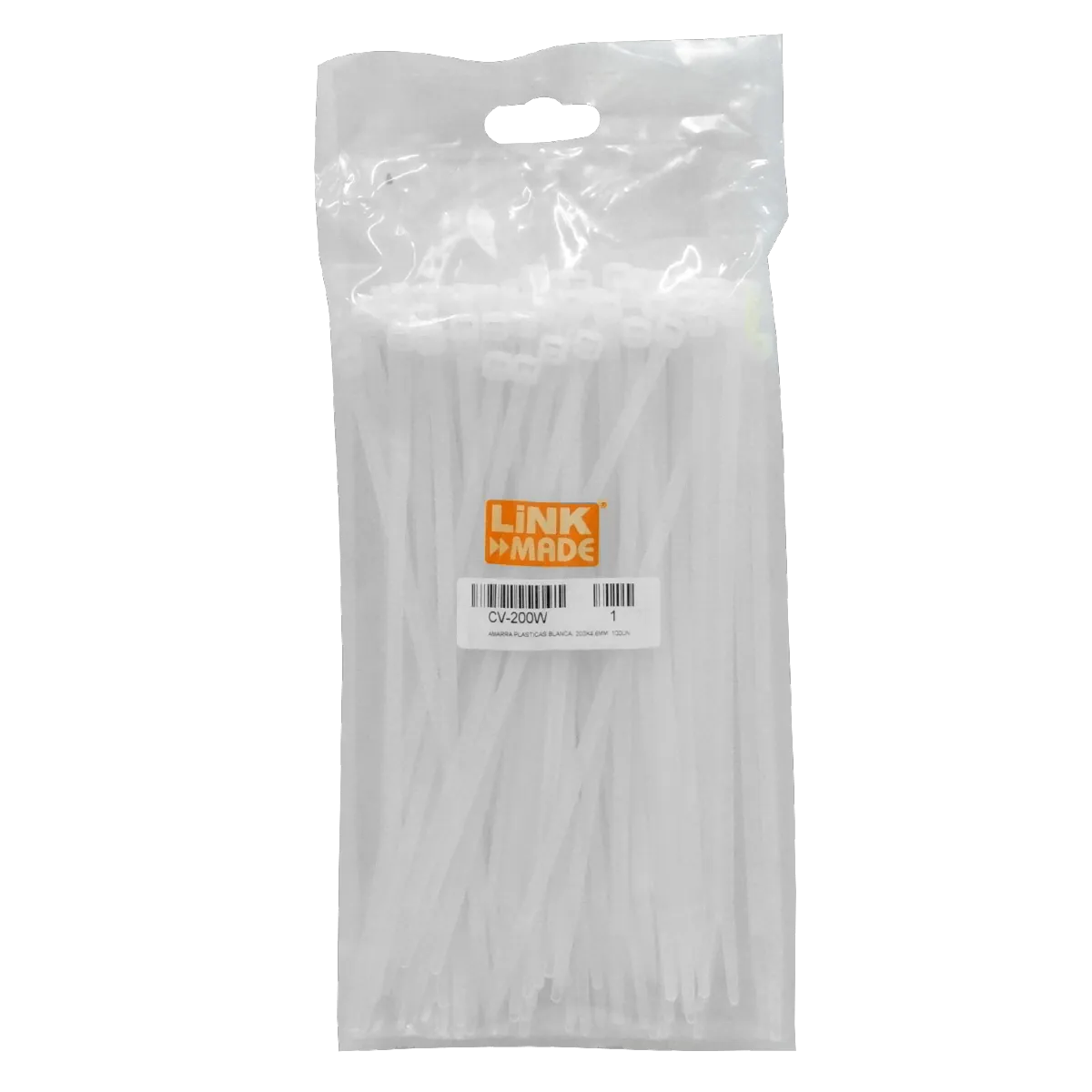 Amarras Plásticas LINKMADE Blancas 203x4.6mm – Pack de 100 Unidades 3