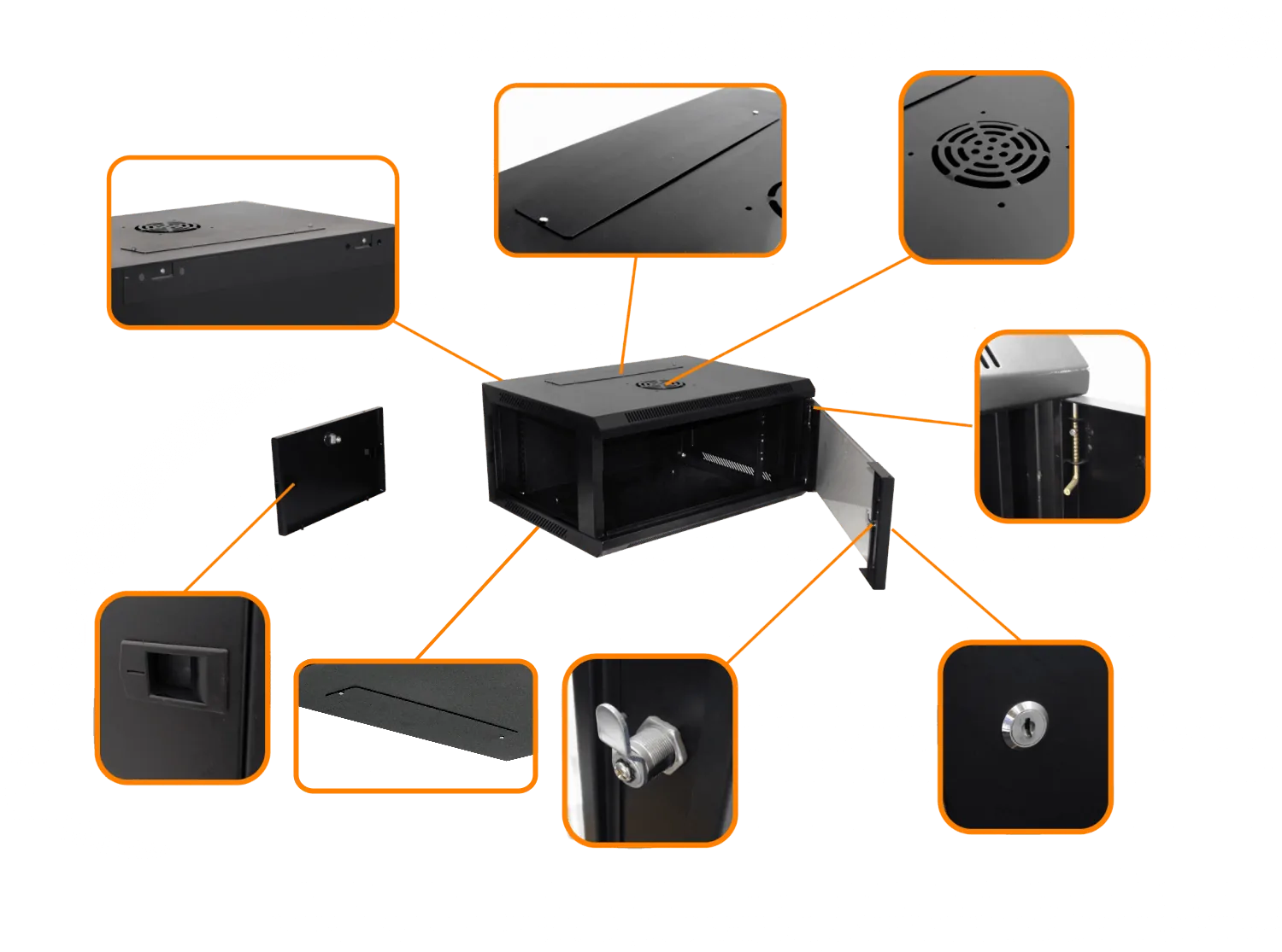 LINKMADE Laterales-Remov 4U 45cm-Fondo Rack Pared Mural Negro 3
