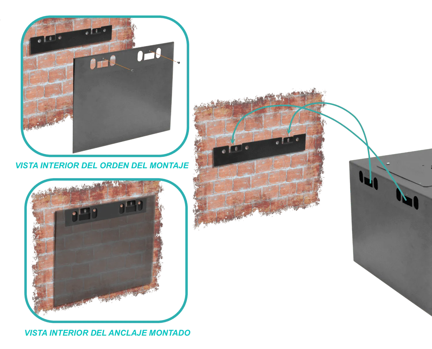 Gabinete Rack de Pared LINKMADE 12U, Fondo 60cm, Negro, Incluye M6-2U 3