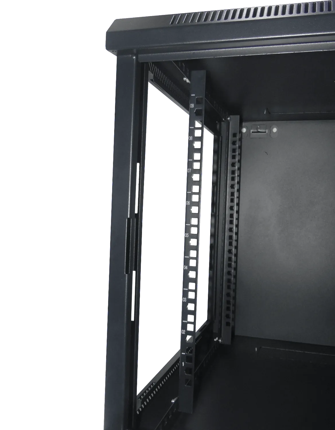 Gabinete Rack de Pared LINKMADE 9U, Fondo 60cm, Negro, Incluye M6-2U 2