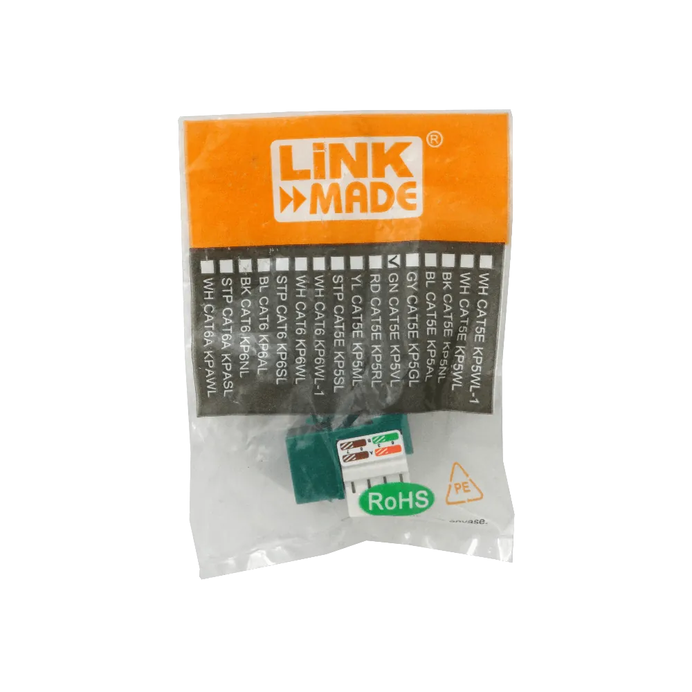 LINKMADE Verde Cat5E U/UTP Punchable Keystone Conector Hembra RJ45 4