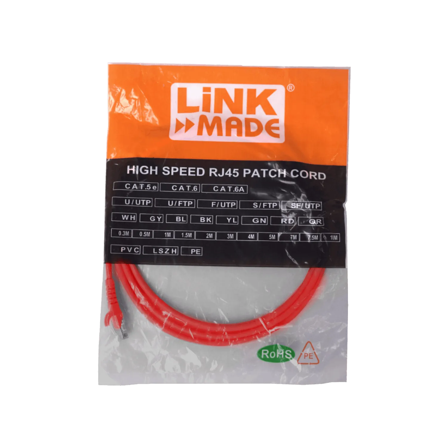 Cable Patch Cruzado LINKMADE Cat6 2mt Rojo U/UTP CrossOver 568A/568B 2
