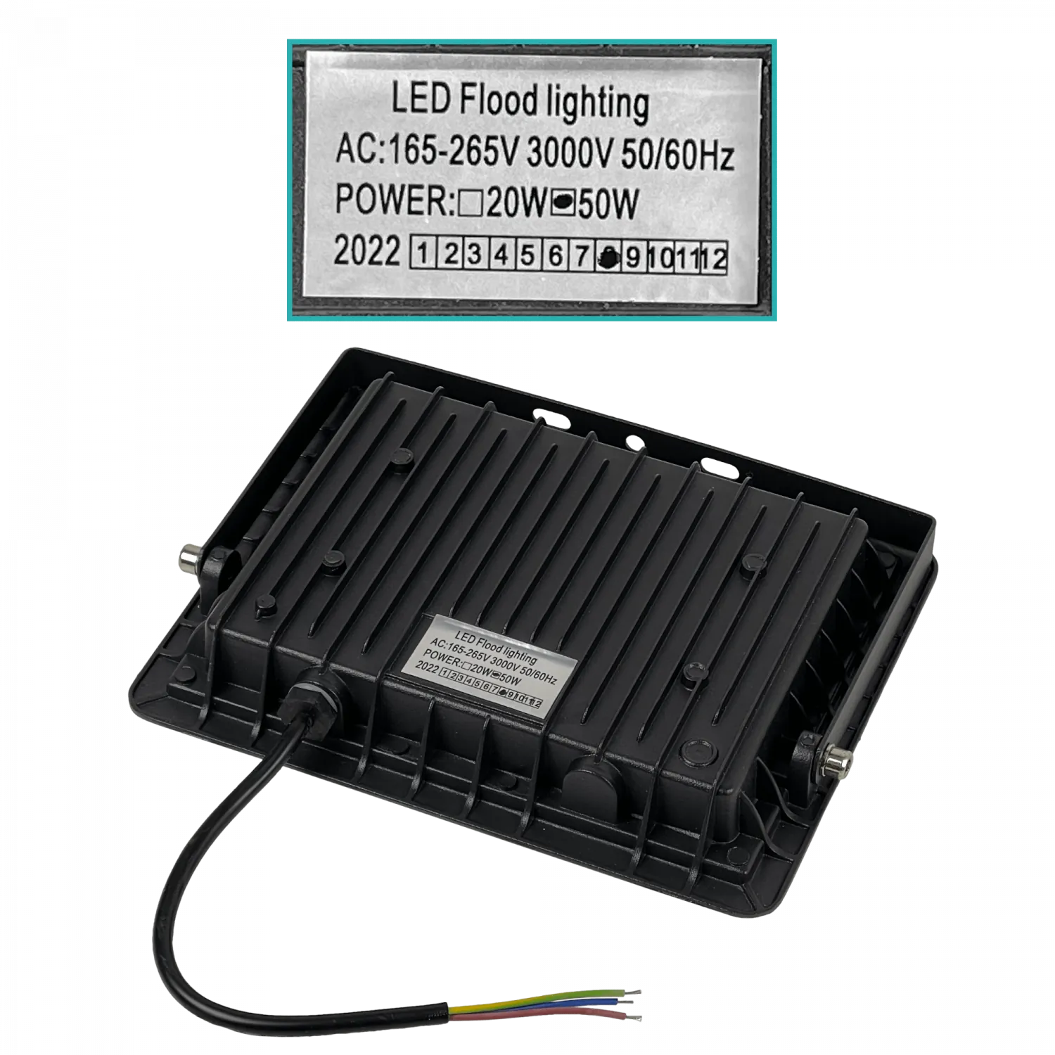 Lámpara LED Exterior, 50W, 900lm, 120°, 165-265V AC, IP66 3