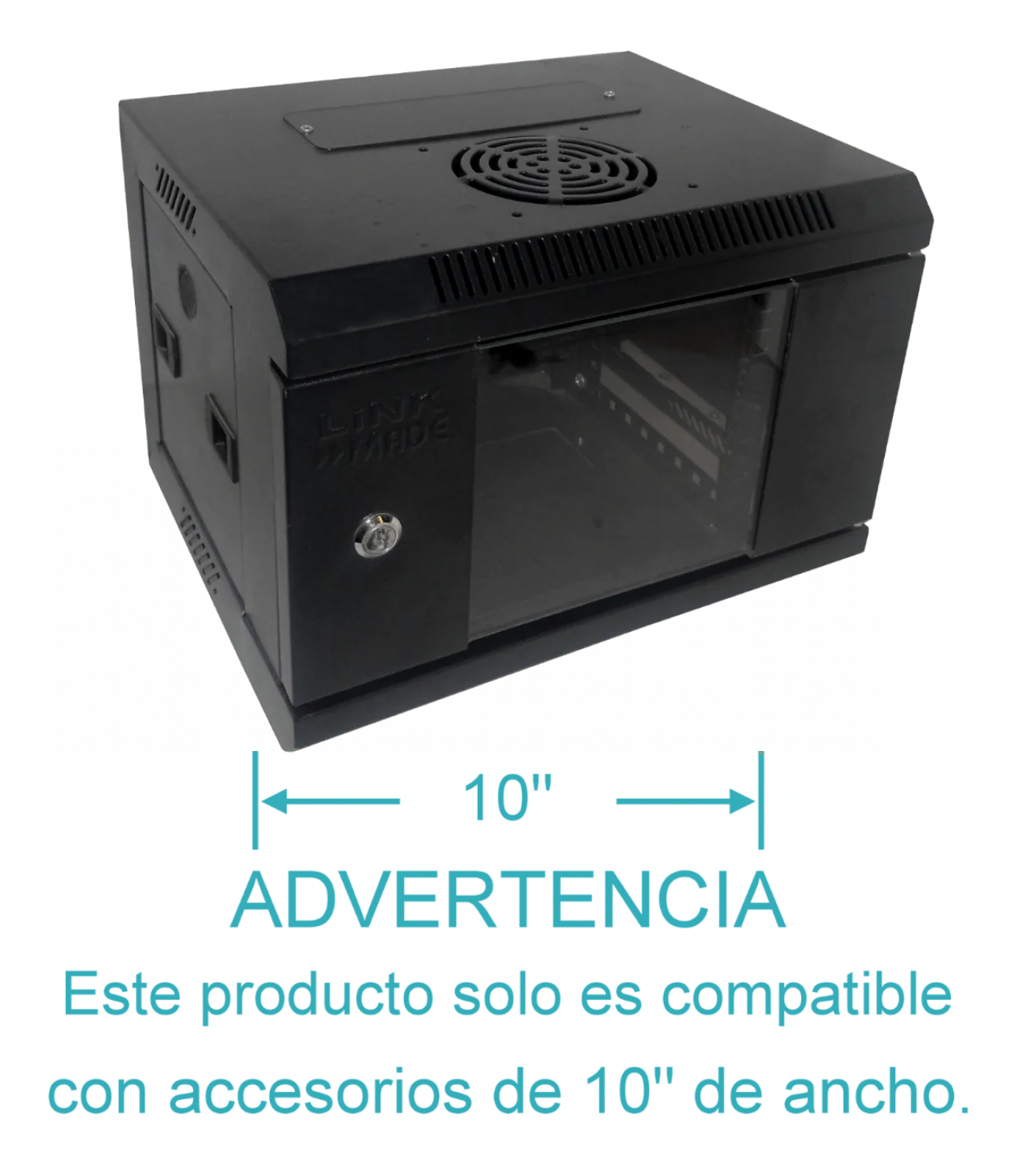 Gabinete Rack LINKMADE RK1004-3L 4U 10 Pulgadas Fondo 30cm Negro Vidrio 2