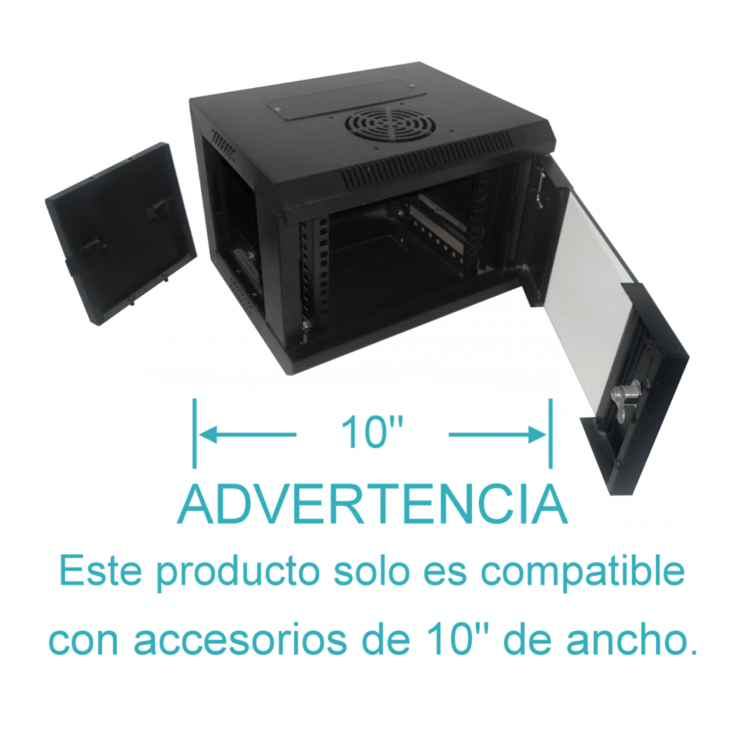 Gabinete Rack LINKMADE RK1004-3L 4U 10 Pulgadas Fondo 30cm Negro Vidrio 5
