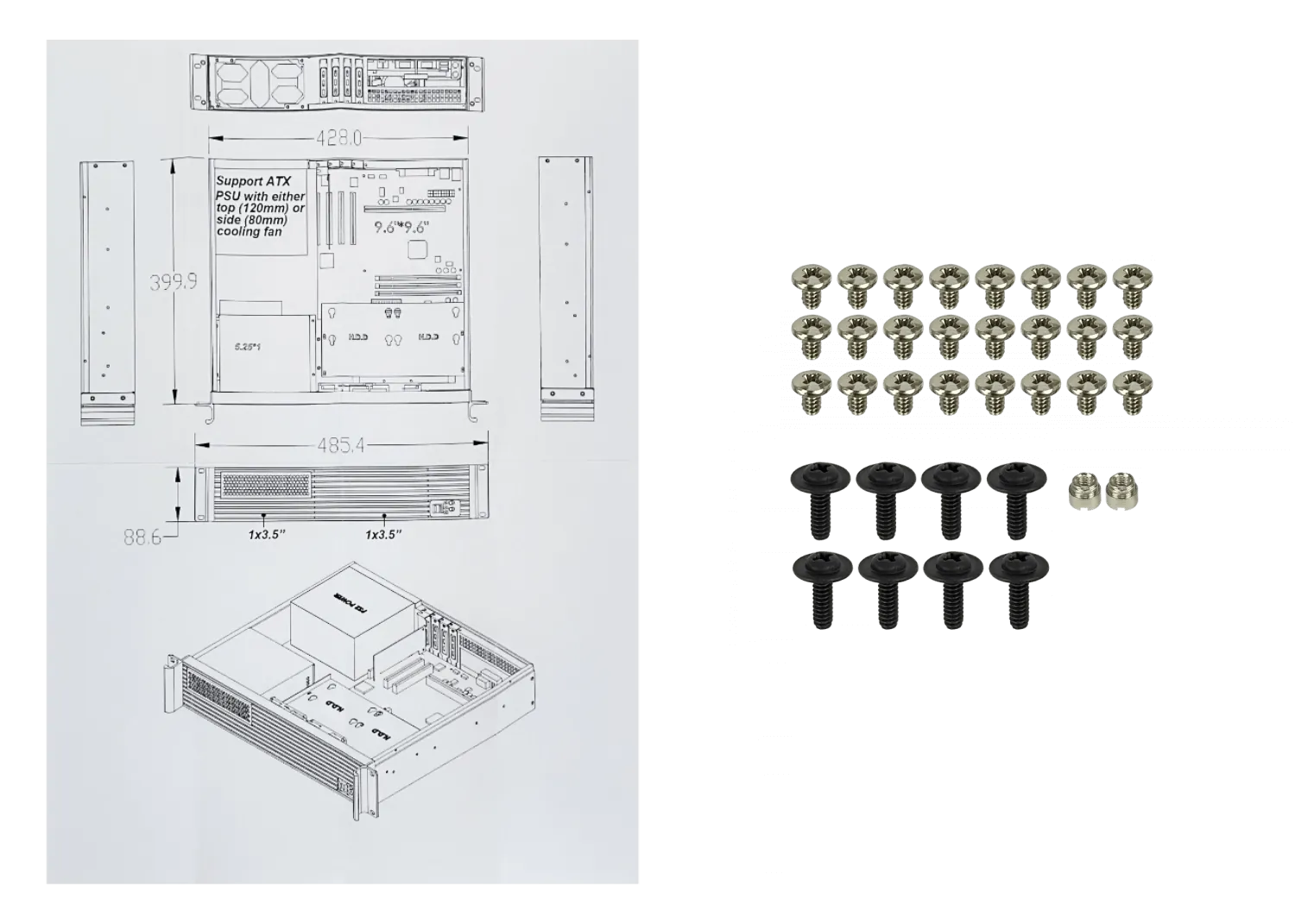 Case Rack LINKMADE RAG-2U 2U Micro ATX 4 PCI Low Profile sin Fuente ATX 6