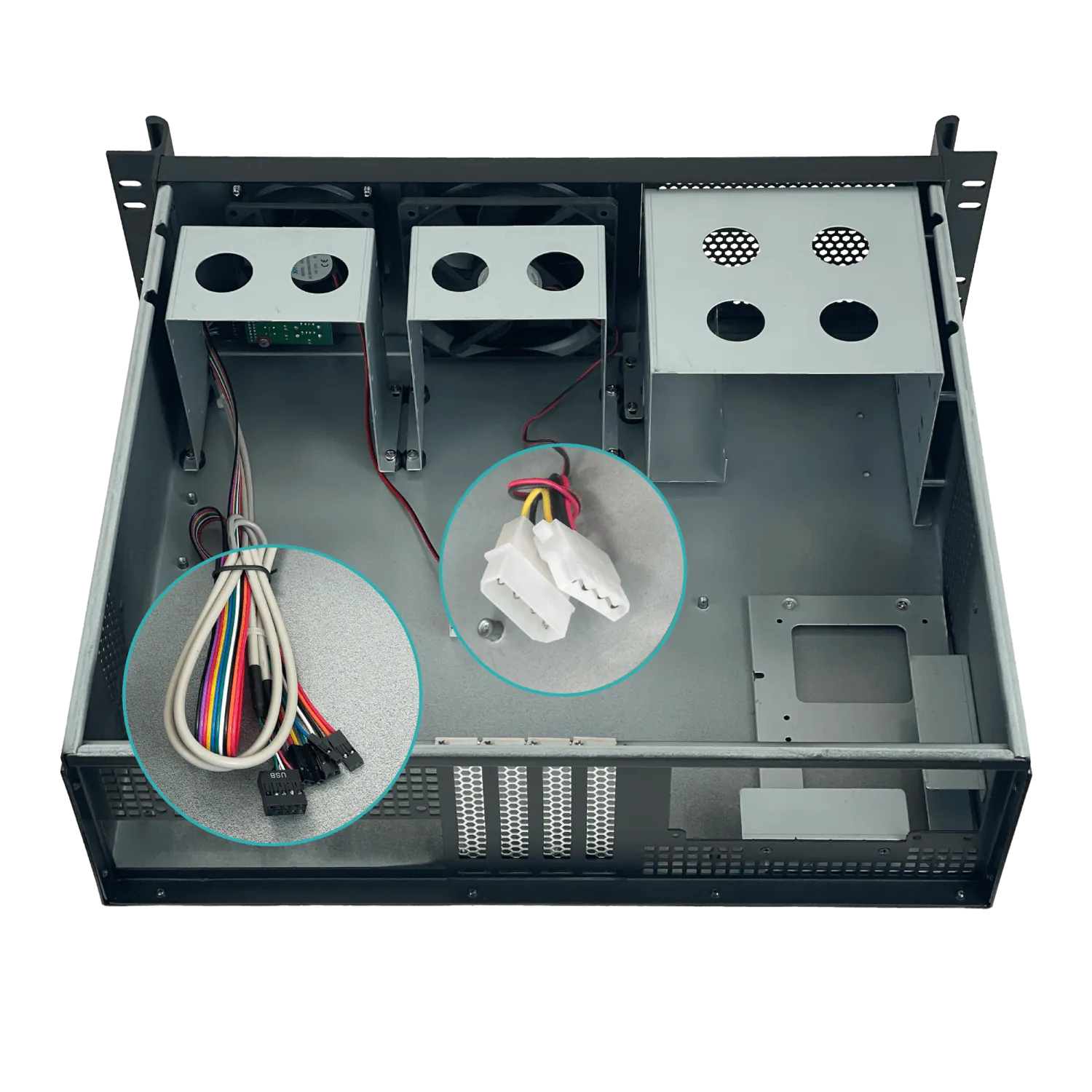 Case Rack LINKMADE RAG-3U 3U ATX MATX con 2 Ventiladores Requiere Fuente ATX 4