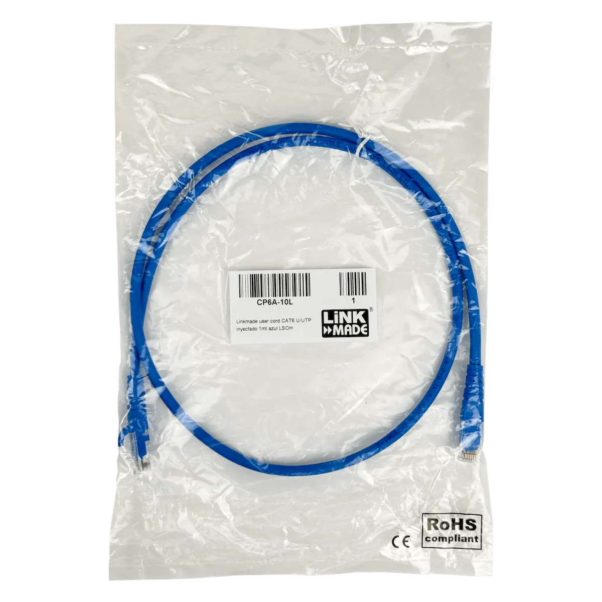 Cable Patch LINKMADE Cat6 Azul LSZH 1 metro Inyectado Multifilar 3