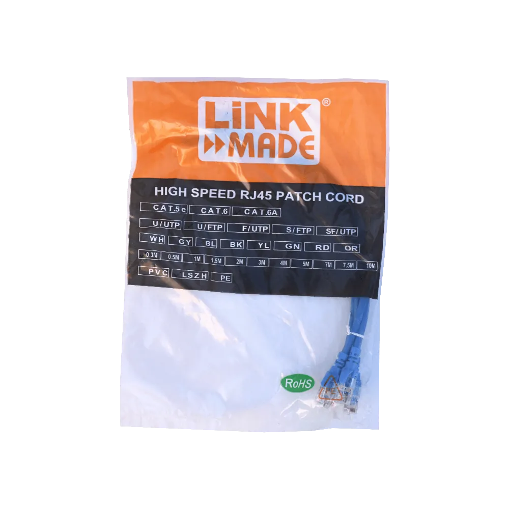 LINKMADE 4un 0,3mt Cat6a U/FTP Azul LSZH Cable Patch Iny Multif 4x30cm 3