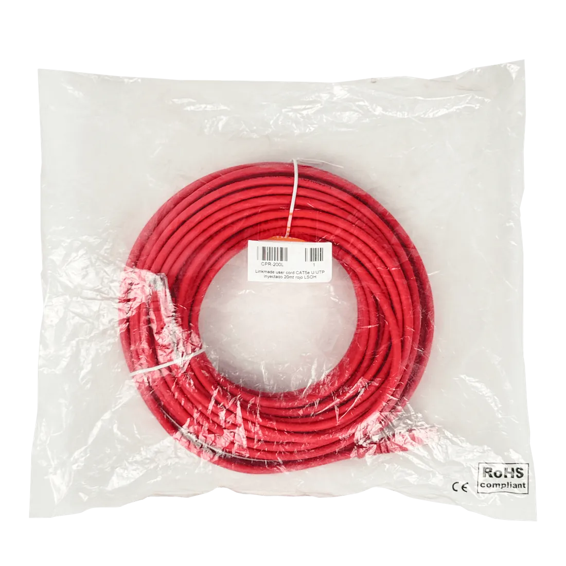 Cable Patch LINKMADE Cat5e 20mt Rojo LSZH Inyectado Multifilar 4