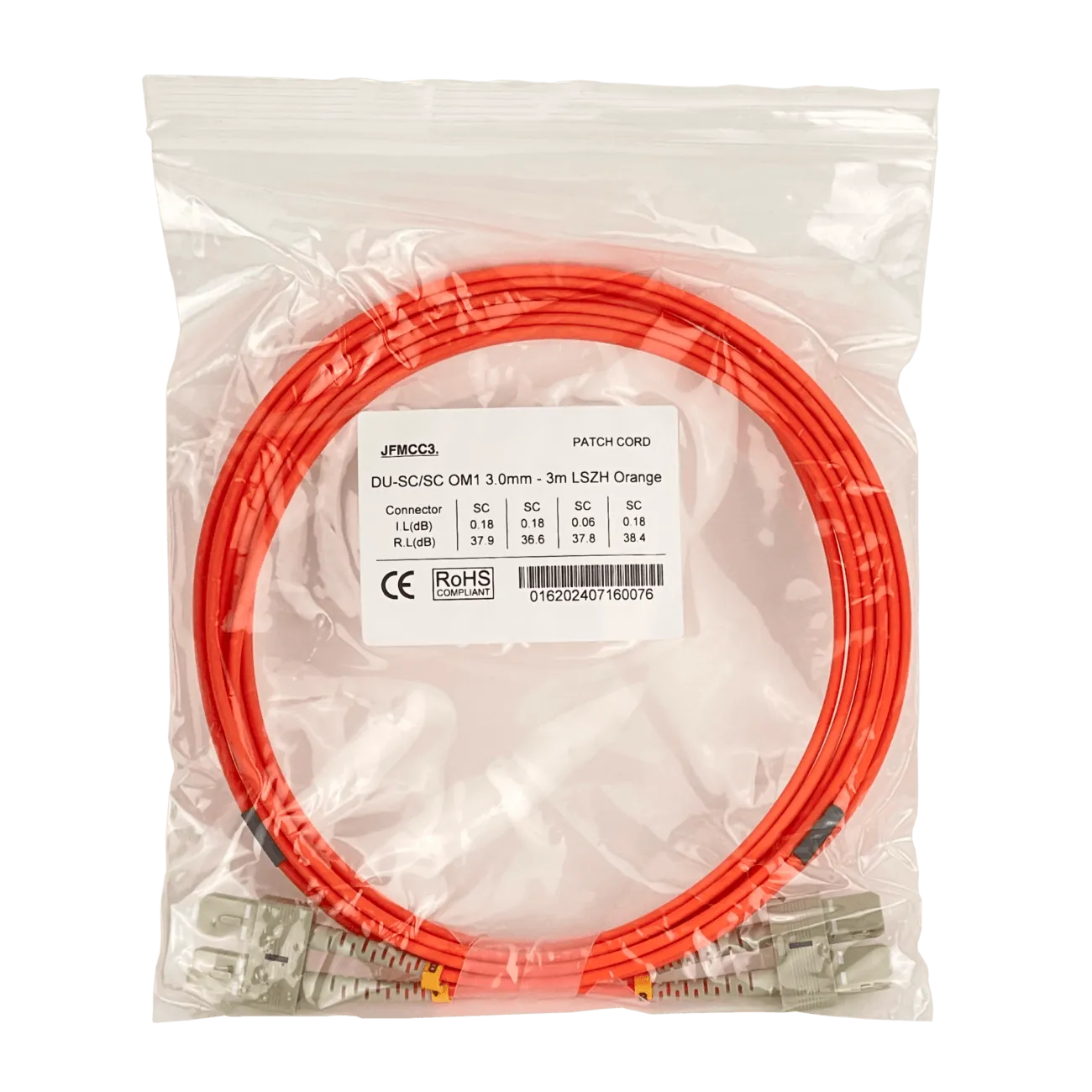 3mt SC-SC OM1 Multimodo MM Duplex Jumper Fibra 62.5/125um LSZH 2