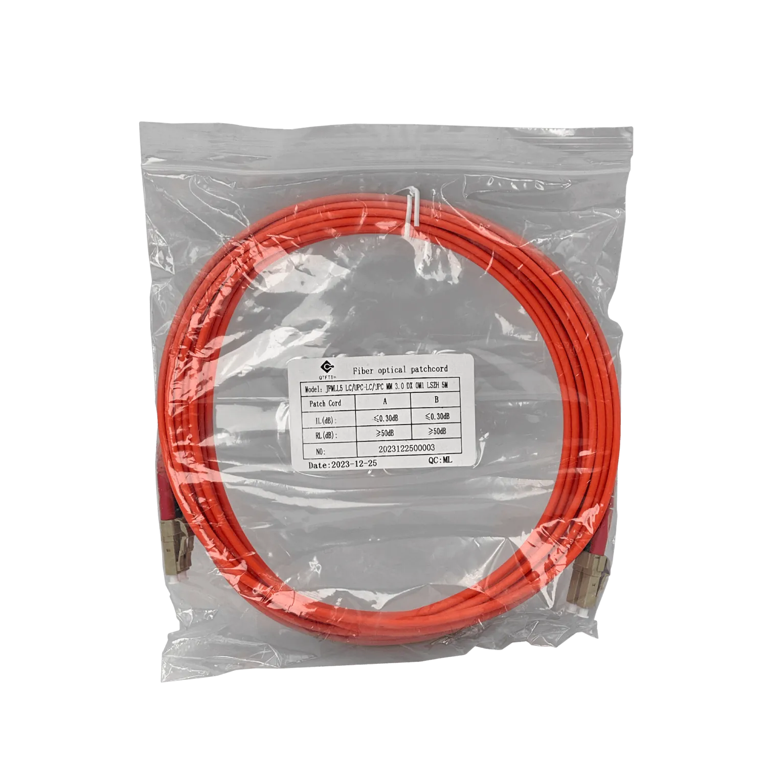 5mt LC-LC OM1 MultiModo MM Duplex Jumper Fibra 62.5/125um LSZH 3