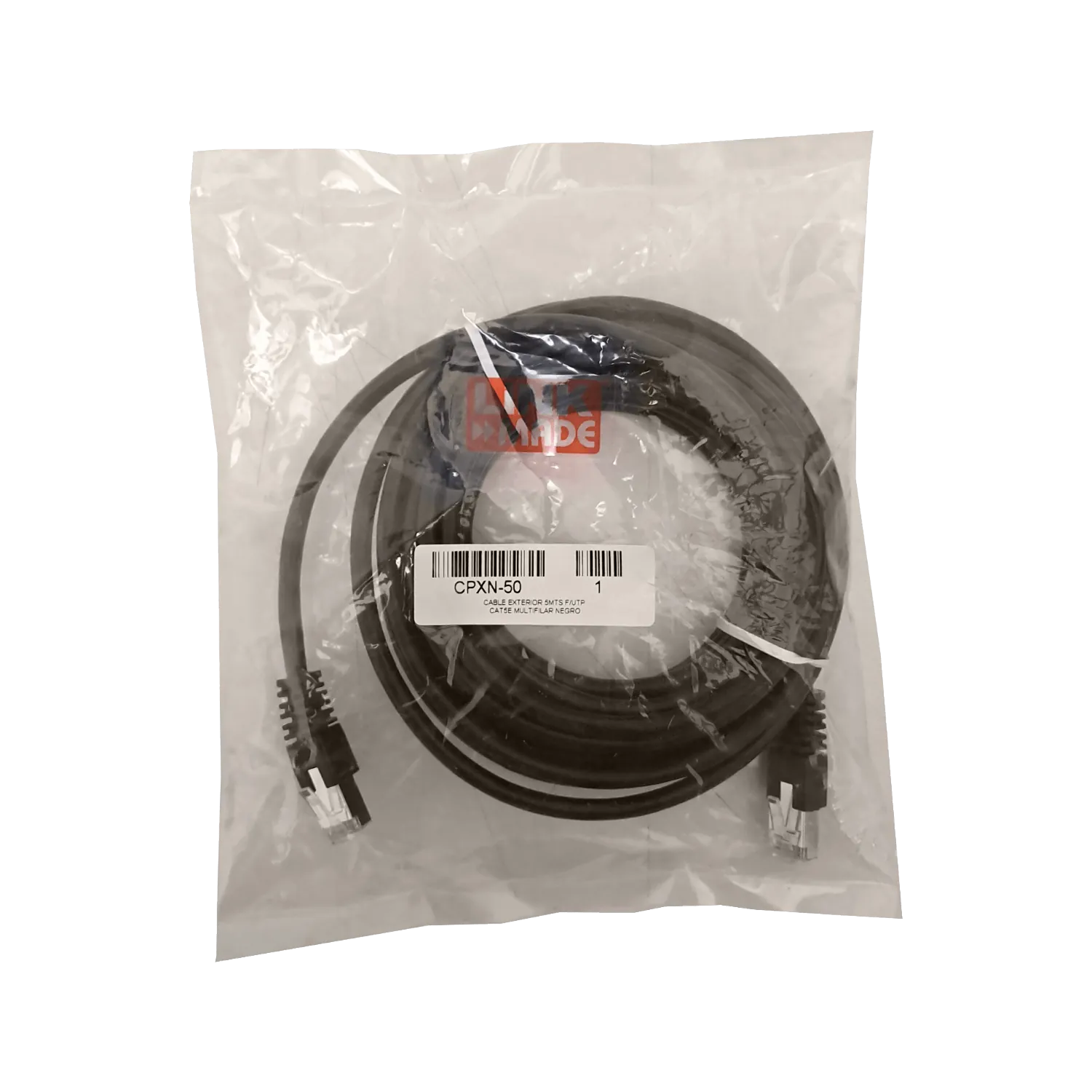 Cable Exterior LINKMADE Cat5e SF/UTP 5mt Negro Multifilar 3