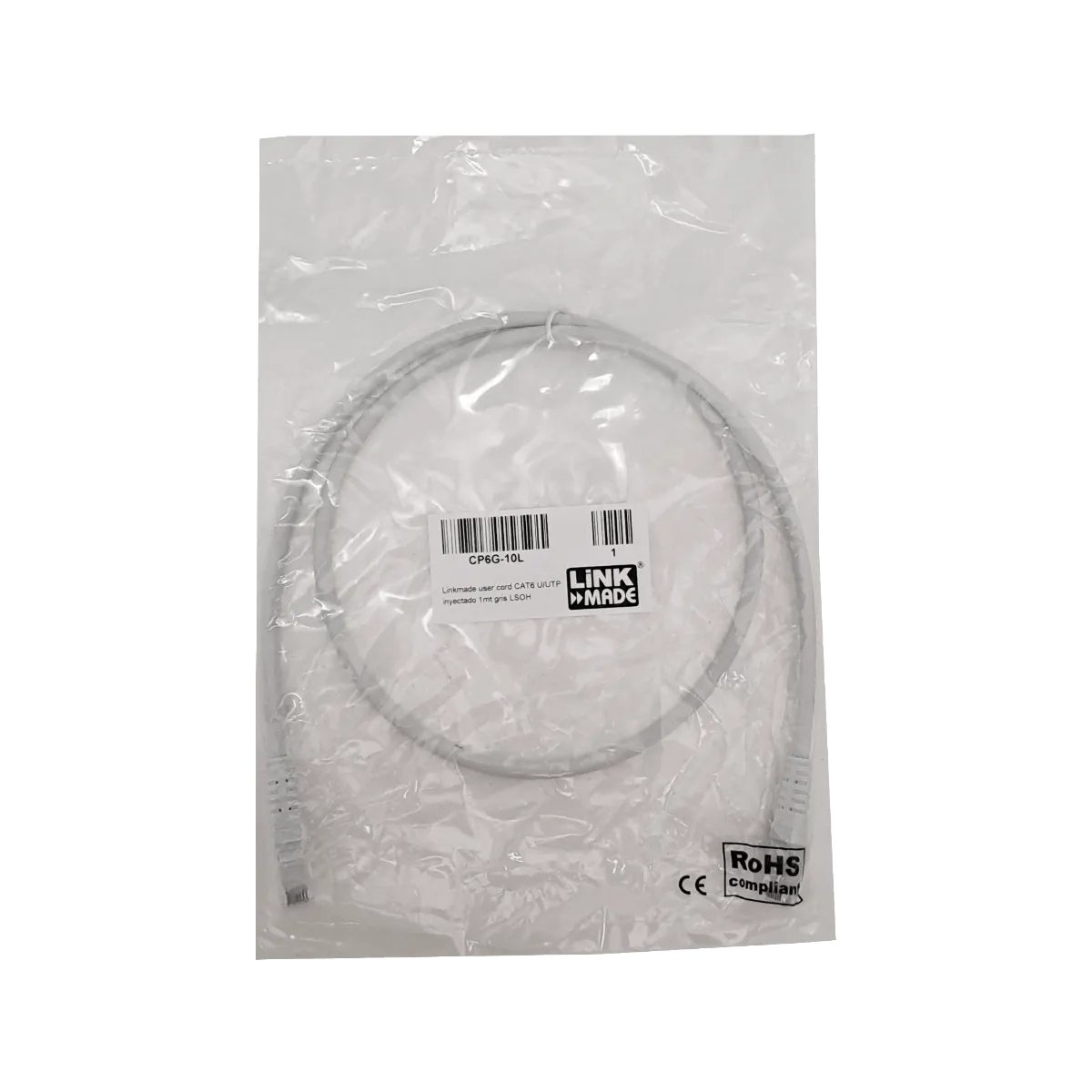 Cable Patch LINKMADE Cat6 Gris LSZH 1m Inyectado Multifilar con Alta Velocidad y Rendimiento 2