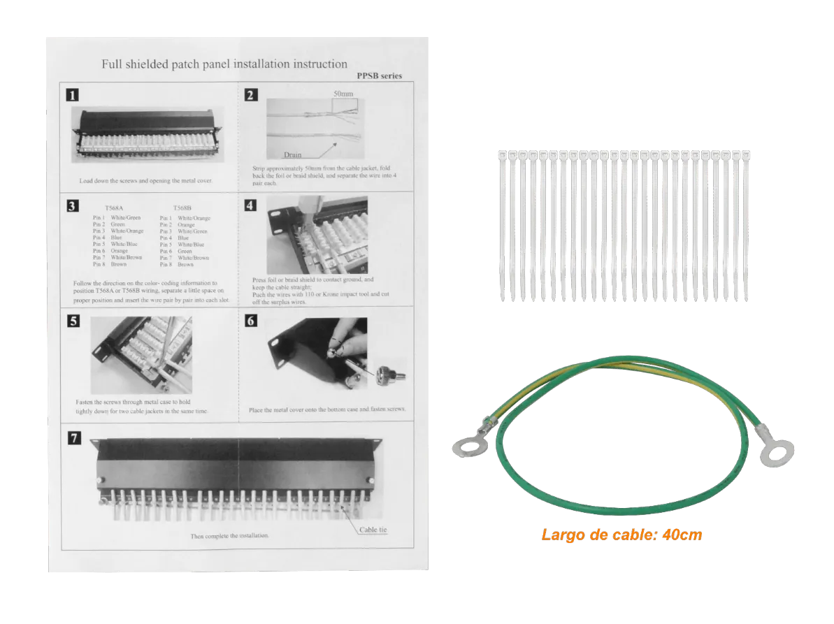 Patch Panel LINKMADE 0.5U, 24 Puertos RJ45, Cat6A F/UTP S/FTP, Blindado 2