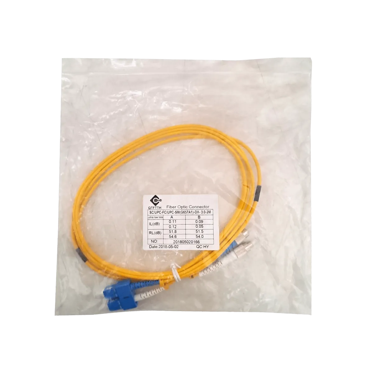 2mt SC-FC MonoModo SM Duplex Jumper Cable Fibra 9/125um 3.0mm 2