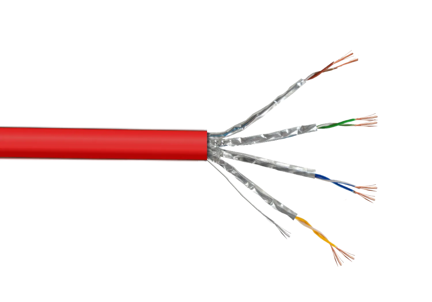 Pack x4 Cable Patch LINKMADE Cat6a U/FTP 0.5mt Rojo LSZH Inyectado Multifilar 4