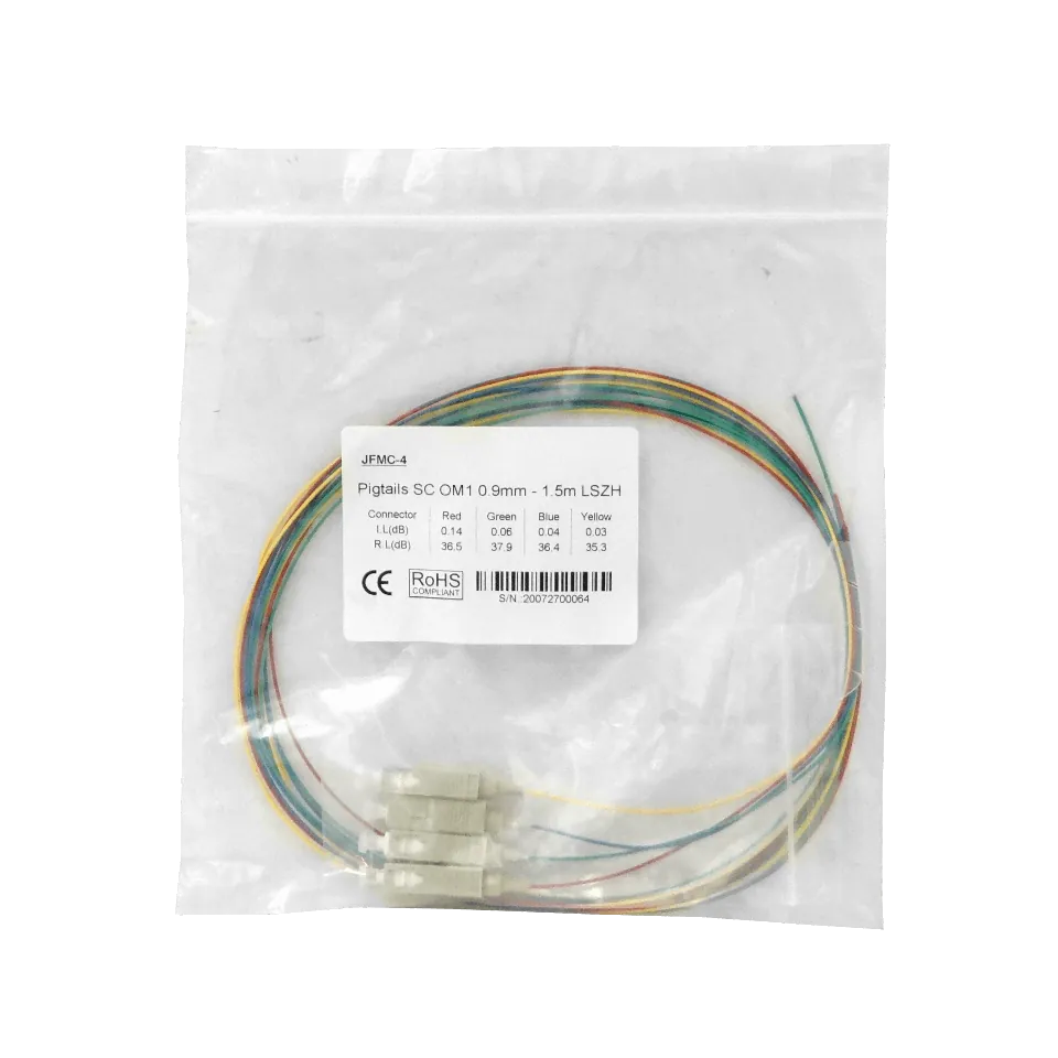 Pigtail de Fibra Óptica Multimodo OM1 SC/UPC 62.5/125µm 1.5m LSZH - Paquete de 4 Unidades - JFMC-4 2