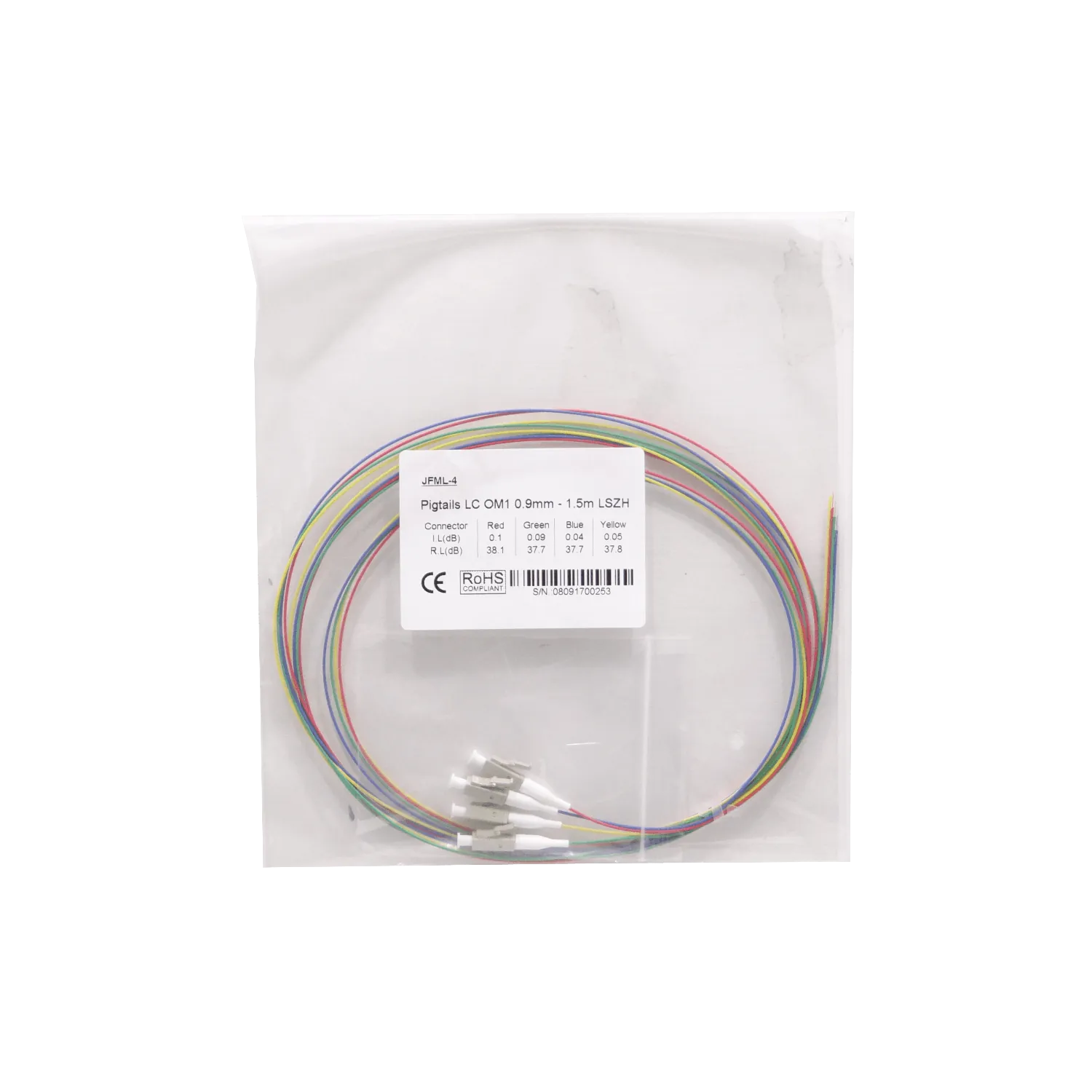LC/UPC OM1 Multimodo 1,5mt 4-Unidades Pigtail 62.5/125um 0,9mm 150cm 2