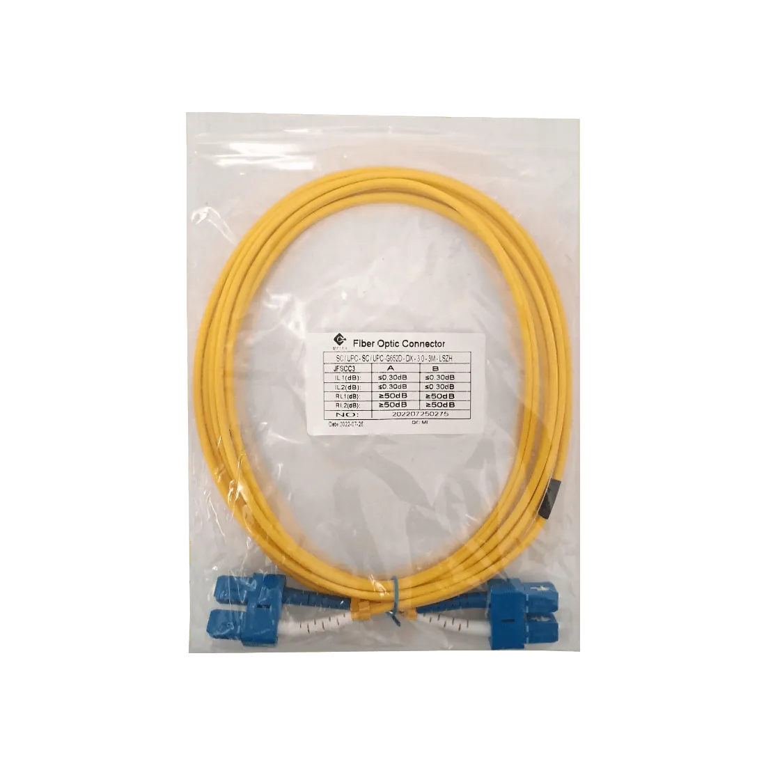 3mt SC-SC/UPC MonoModo SM Duplex Jumper Cable Fibra 9/125um 3mm 2