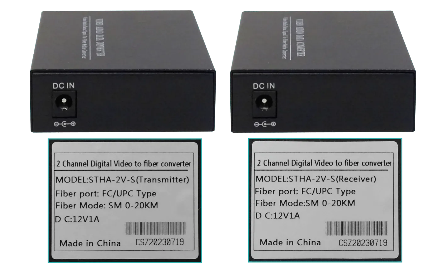 Transmisor de Video 2 Canales, 720p/960p, FC BNC-H RS485 TX/RX, Fibra Óptica SM, 20km, CCTV TVI 5