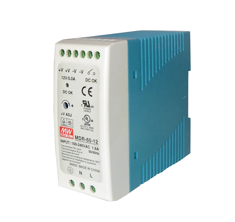 MEANWELL 12VDC 60W 5A Ajustable Ancho-42mm Riel-DIN Fuente-Poder 5