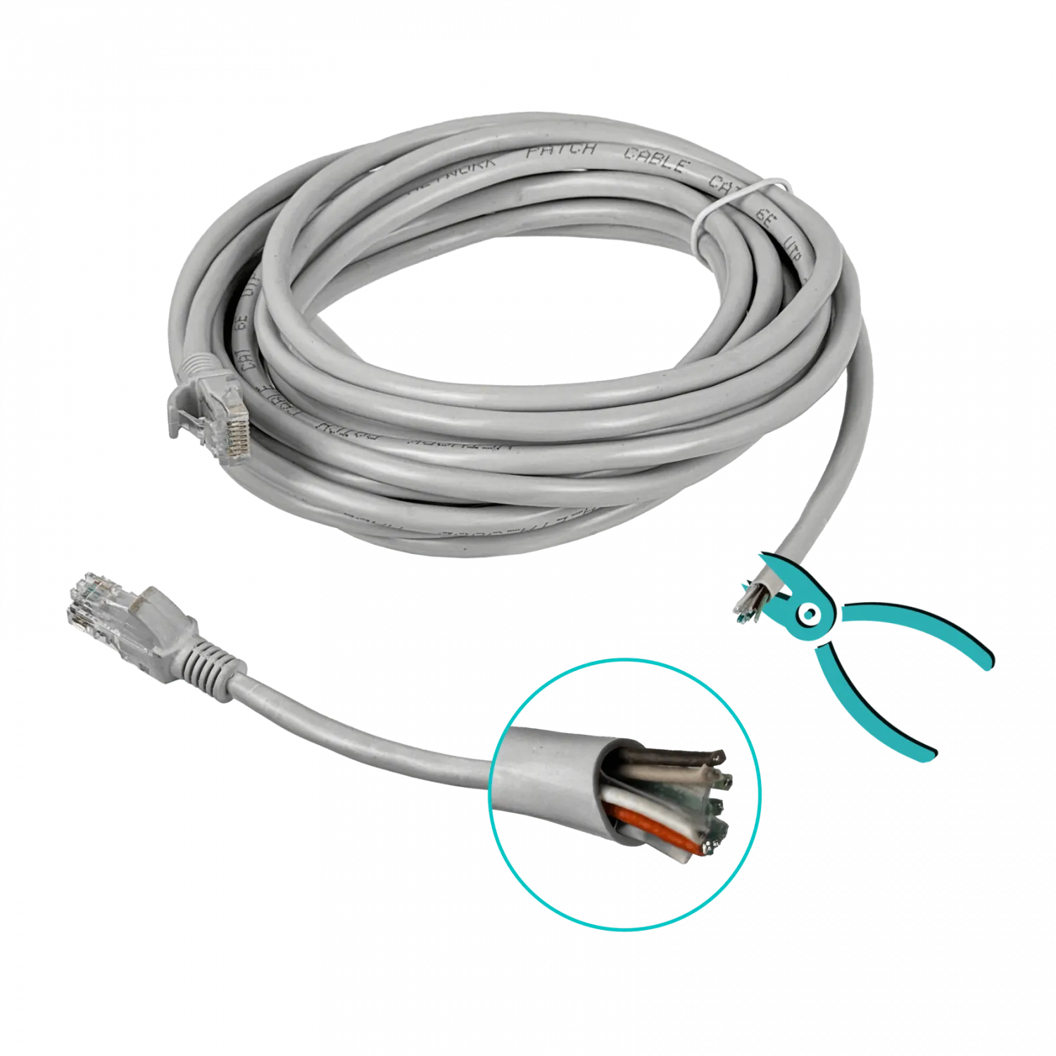 Cable Patch Genérico Cat5e 5mt Gris CCA Inyectado 3