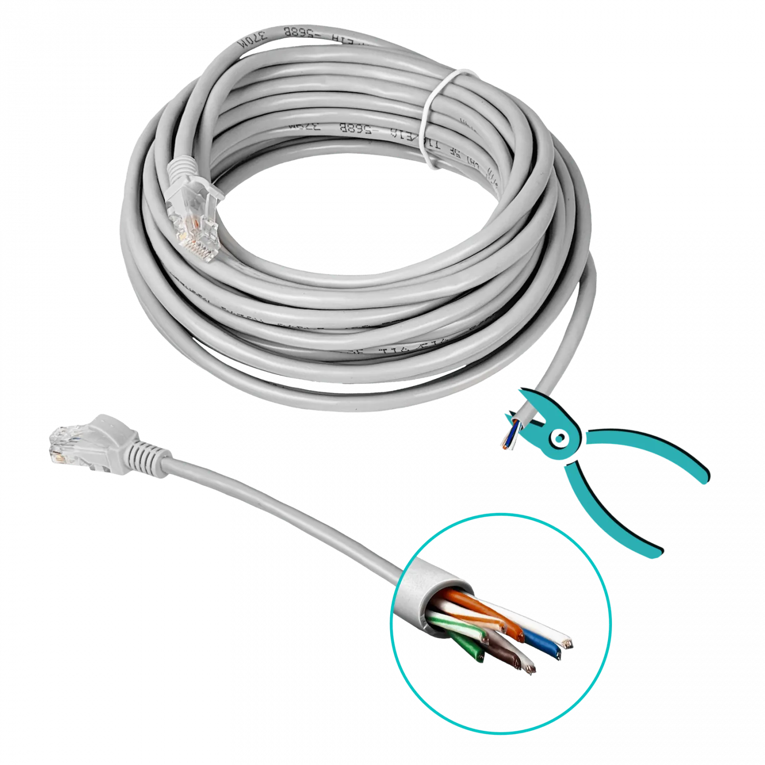 Cable Patch Genérico Cat5e 10mt Gris CCA Inyectado 26AWG 2