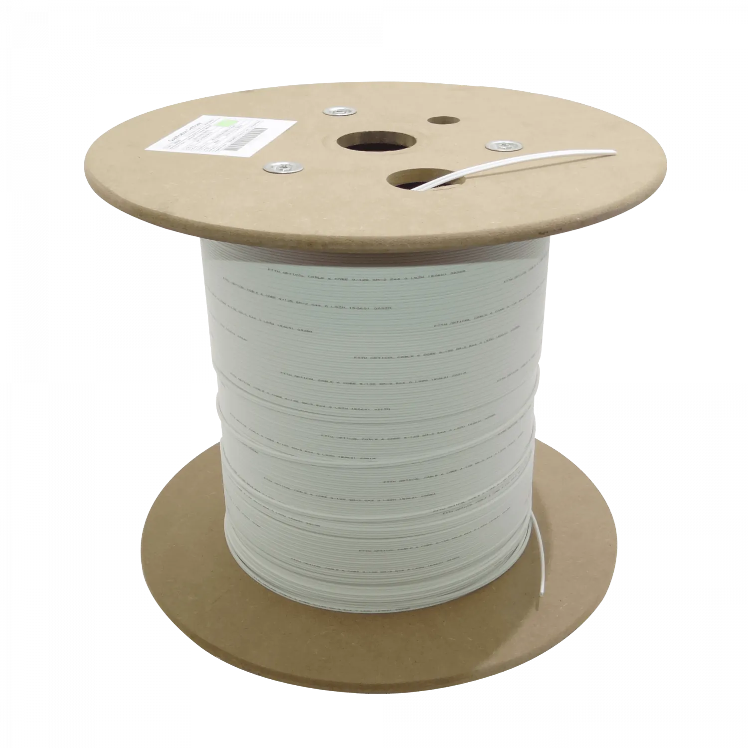 Cable de Fibra Óptica Monomodo 2 Fibras G652D Blanca 500m DropCable Exterior FTTH SM LSZH 3x2mm 3